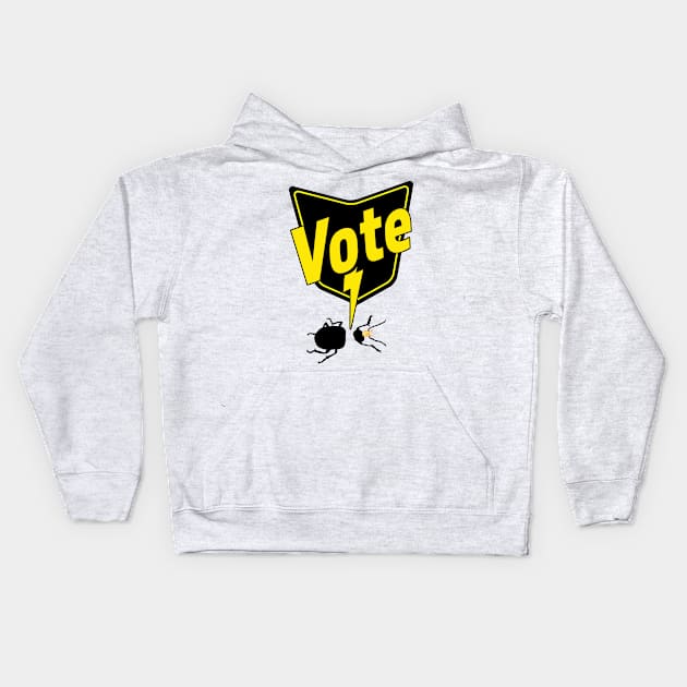 Know Your Parasites Vote Bug Spray Kids Hoodie by OrangeMonkeyArt